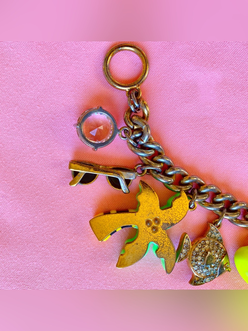 Juicy Couture Bracelet Charm Neon Tropical Beach Hawaii Palmtree Hotpink Miami - Picture 10 of 10